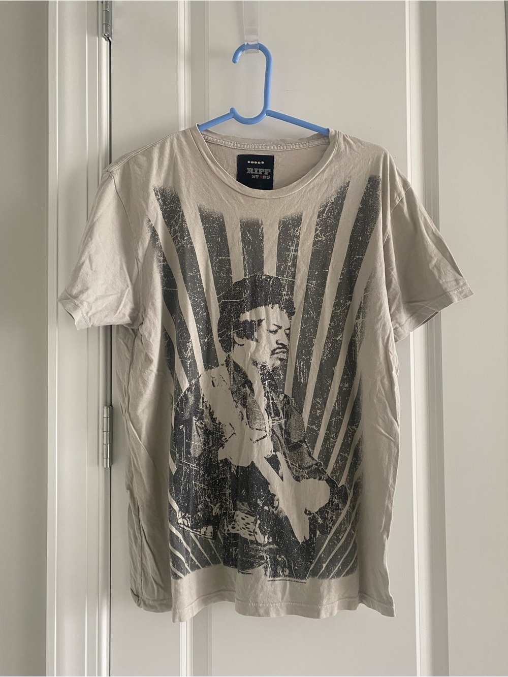 Jimi Hendrix Gray Short Sleeve Graphic Tshirt Size Med Riff Stars